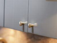 Closeup shot of the gold color knobs